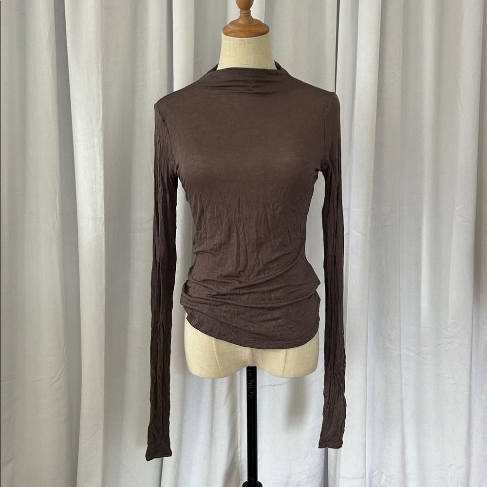 Brown Long Sleeve Women's Top